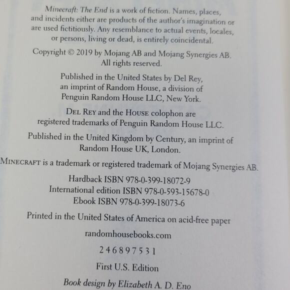 2019 Mojang Minecraft The End Fiction Novel Hardback Book by Catherynne Valente - Picture 3 of 3